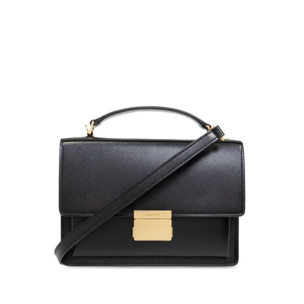 GOLDEN GOOSE Leather Shoulder Bag with Metal Clasp Women BLACK Crossbody